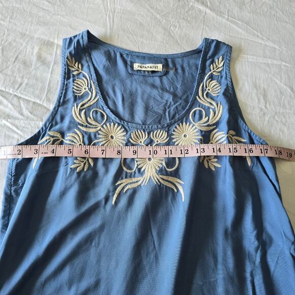 NWT Paparazzi Blue Embroidered Maxi Dress & Kimono Boho Cover-Up S/M  RN#105556 - Picture 6 of 10